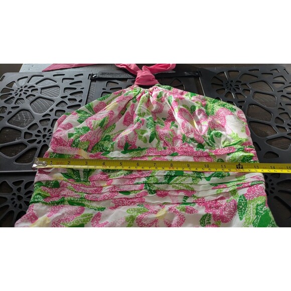 Lilly Pulitzer Vintage Floral Dress Size 4 Silk Cotton Halter Midi Feminine - Picture 8 of 9